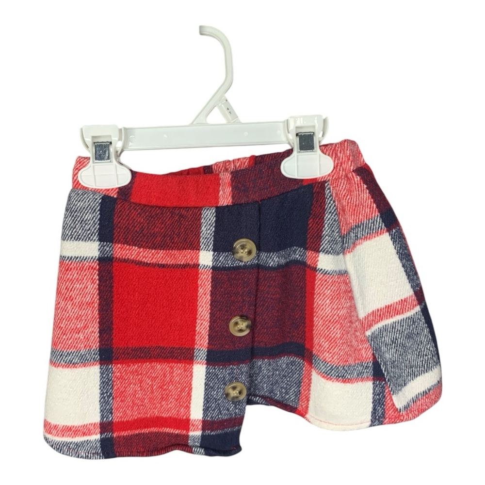 Classic Red & White Plaid Asymmetrical Hem Skirt